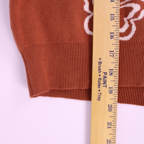 0324-Splash Butterfly Print Cardigan Sweater – Brown/White – Size L US 12 - Picture 4 of 6